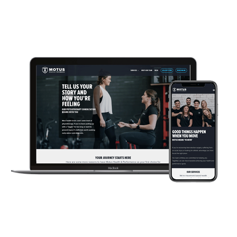 Laptop and mobile phone with website within